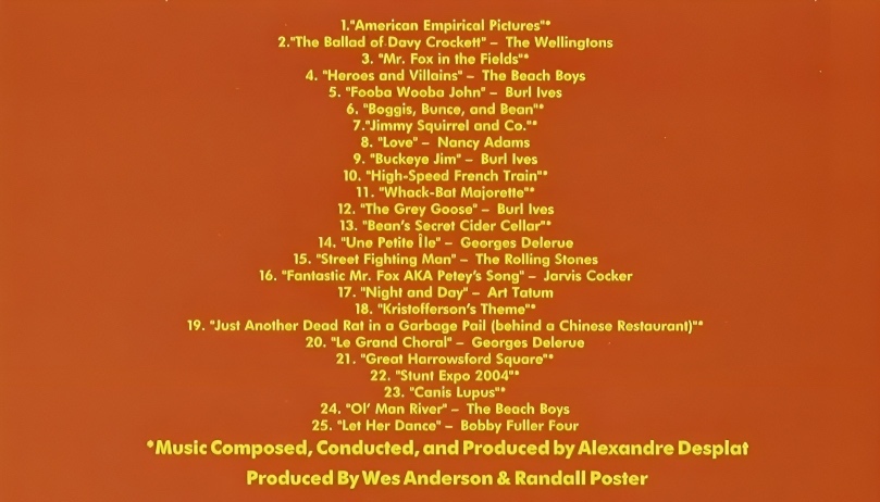 a list of the songs within the Fantastic Mr.Fox soundtrack